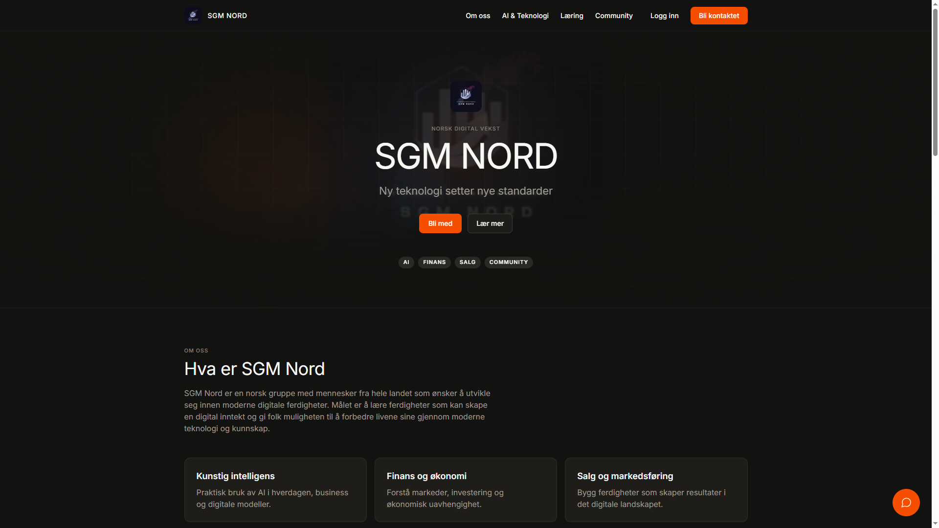 Forhåndsvisning av SGM Nord nettsiden